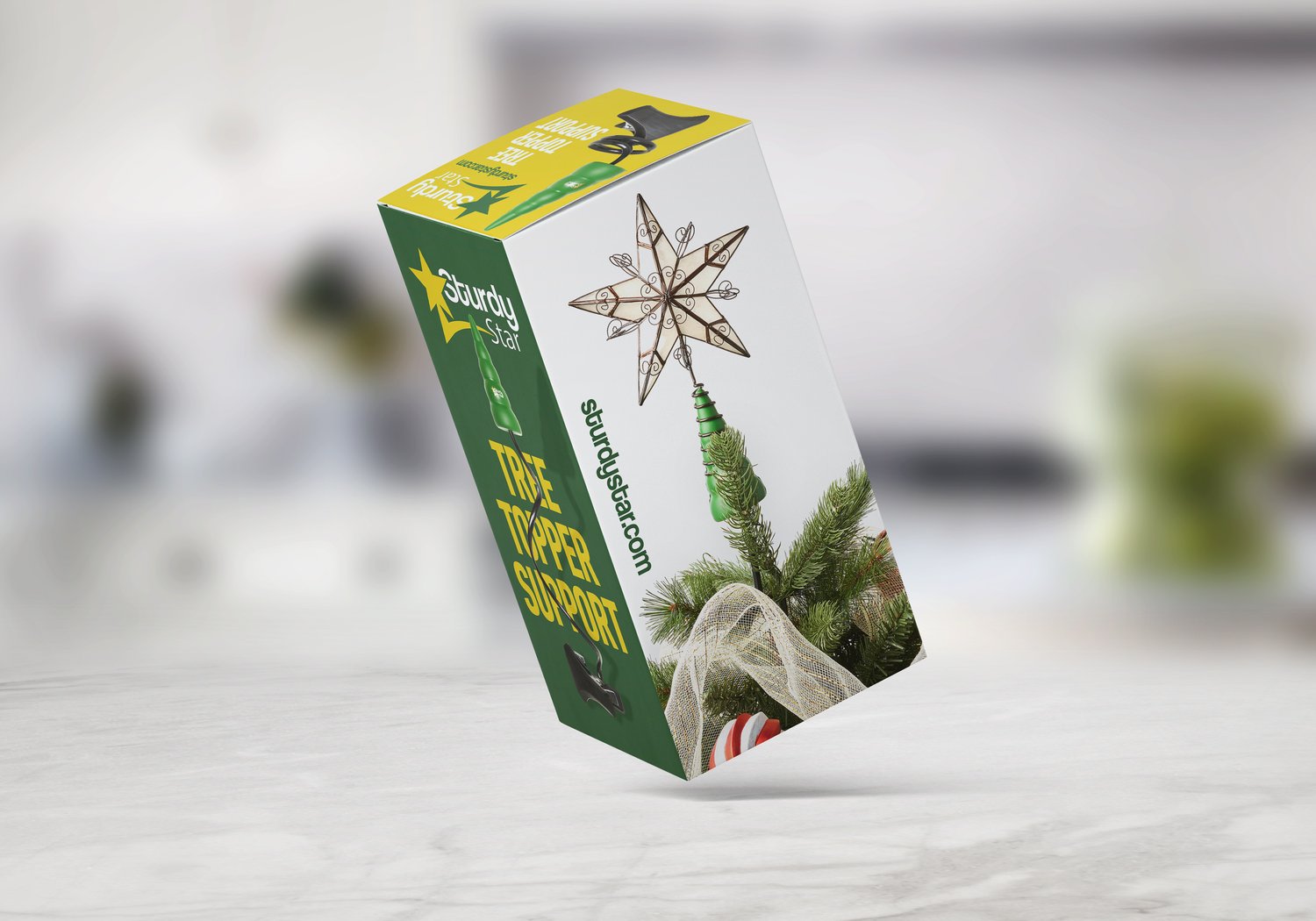 Unboxing the Sturdy Star tree topper support from its packaging.